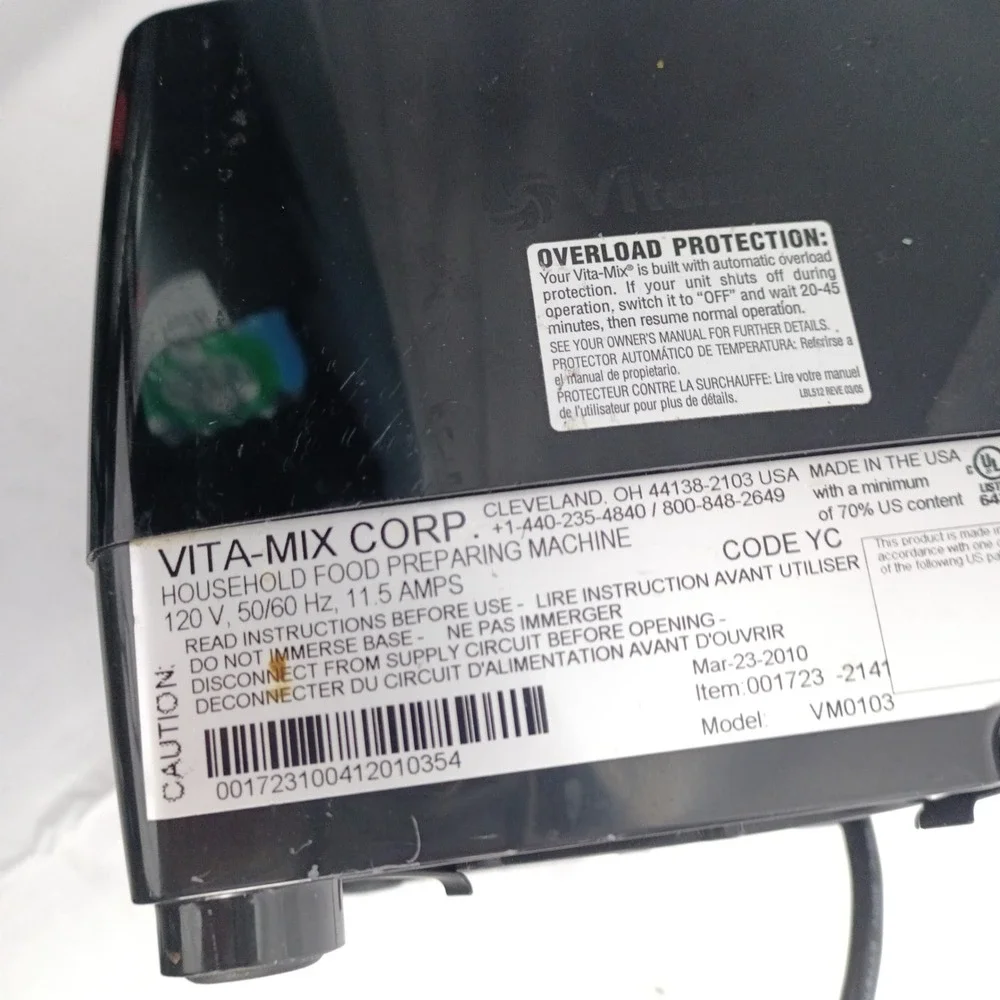 Vitamix Professional Series 200 Blender Motor Base Only Black VM0103 Tested